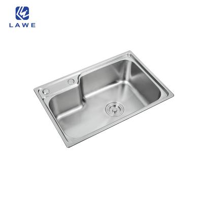 China Without Faucet Left Port Shape Curved Line Design Press Kitchen Sinks Smooth Curve Sinks With Two Holes Kitchen Sink for sale