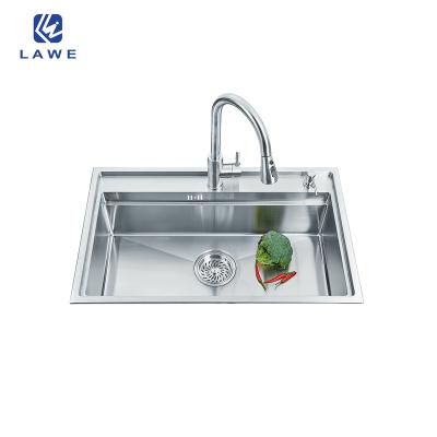 China Without Faucet 304 Stainless Steel Handmade Kitchen Sinks With Drainer For Single Cabinet Handmade Sink for sale