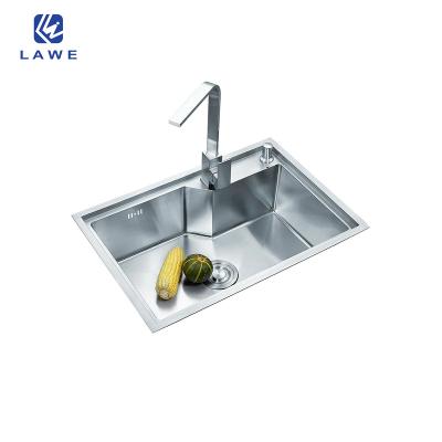 China Without Faucet High And Low Step Type 304 Stainless Steel Kitchen Sinks With Drainer For Cabinet Single Bowl Handmade Sink for sale