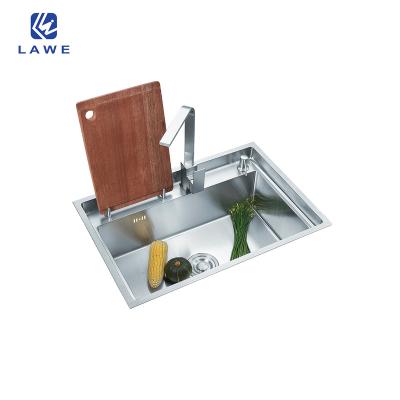 China Without Faucet 304 Stainless Steel Modern Multifunctional Kitchen Sinks With Drainer For Cabinet Single Bowl Handmade Sink for sale