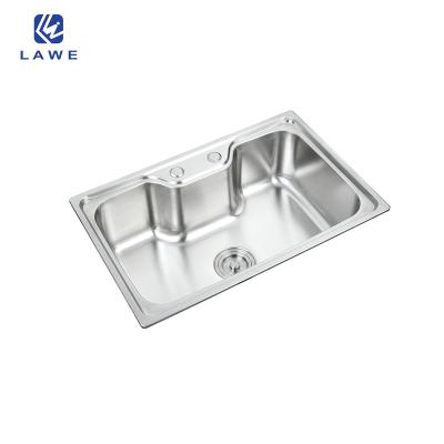 China Without Faucet Round Corner Port Curved Line Urgent Design 73cm Kitchen Sinks With Two Holes Kitchen Sink for sale