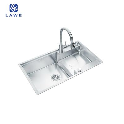 China Without Faucet Modern SUS304 Kitchen Sinks With Drainer For Cabinet Double Bowls Handmade Sink for sale