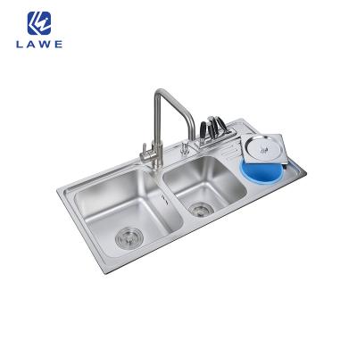 China With Tap 0.7 Mm Thickness Smart Stainless Steel Sink Kitchen Sink With Double Bowl Sink Gold Kitchen Sink for sale