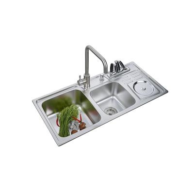 China With Faucet Smart Sink In Kitchen With Double Bowl Stainless Steel Sink Pressing Right Kitchen Sink for sale