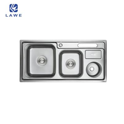 China With Faucet Smart Sink For Household With Two Bowls Stainless Steel Sink Pressing Right Kitchen Sink for sale