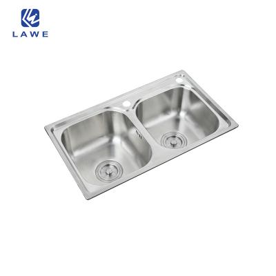 China Without Faucet Smart Pressing Sink Kitchen With Double Bowl And Holes 201or 304 Stainless Steel Sink Kitchen Sink for sale