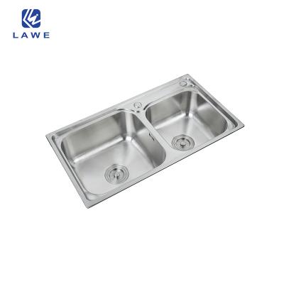 China Without faucet simple design integrated double bowl with double bowl 304 stainless steel sink pressing kitchen sink for sale