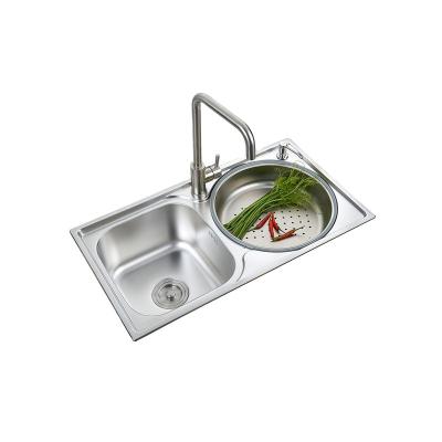 China With Practical Faucet Bowl Brush Surface Sink 201 Stainless Steel Double Sink Double Bowls Pressing Kitchen Sinks for sale