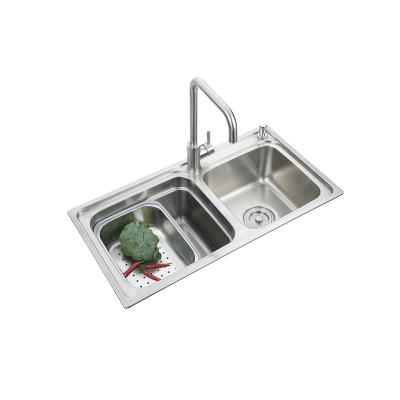 China With Faucet Over The Counter Square Double Bowl And Stainless Steel Drain Basket Stainless Steel Laundry Sink Kitchen Sinks for sale