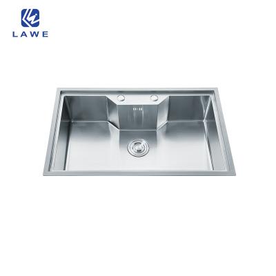 China Without Faucet Single Bowl Sink With Two Holes Handmade Sink With 304 Stainless Steel Vegetable Or Fruit Wash Kitchen Sink for sale