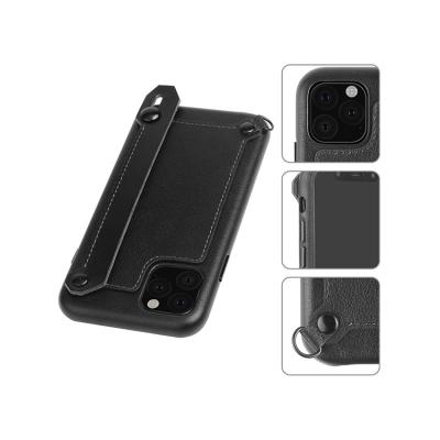 China Hot Selling Simple Black Phone Cover Card Anti-fall Stylish Classic Leather Phone Case Black Back Case For iPhone 11 for sale