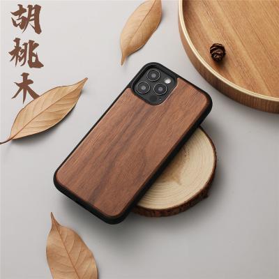 China Hot Selling Shockproof Magnetic Phone Case Wooden TPU Phone Case For iPhone 13 And 12 Series for sale