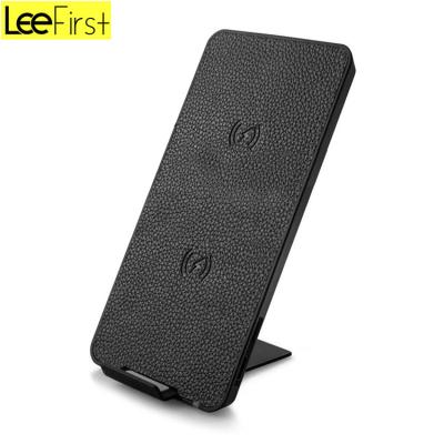 China For iPhone Wholesale Qi Wireless Fast Charger Foldable Leather Stand For Mobile Phone for sale