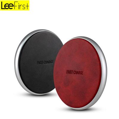 China High Quality Universal Wireless Charger Leather Design Mobile Phone QI Fast Wireless Charger Pad for sale