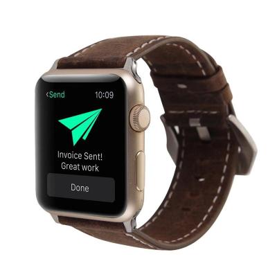 China Wholesale Apple Watch 38mm 42mm Smart Watch Band Men Women Genuine Leather Watchband For Apple Series for sale