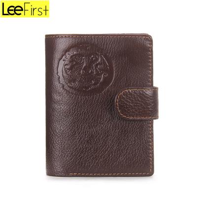 China High Quality Genuine Passport Cowhide Leather Passport Document Holder Case With Button Lock for sale