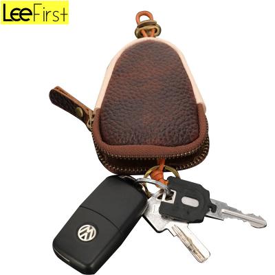 China Handmade Genuine Tree Cream Leather Key Case Car Key Cover For Woman/Man for sale