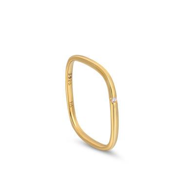 China FASHIONABLE Rose Gold Silver Simple Ring Danyang S925 Plain Plain Zircon Square Ring For Women for sale