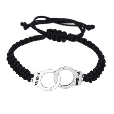 China Fashionable Handmade Woven Nylon Rope Bracelet For Couples Handcuff Bracelets Handcuffs Hand Rope Woven Bracelet for sale