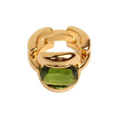 China Green Semi-precious Stone Ring Retro Horn Bamboo Ring FASHIONABLE Personality for Women Gold Plating Copper Luxury Women for sale