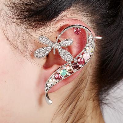 China FASHIONABLE Butterfly Full Long Unilateral Diamond Single Eearring Ear Clip Ear Bone Clip Earrings Colorful Crystal Earrings For Women for sale