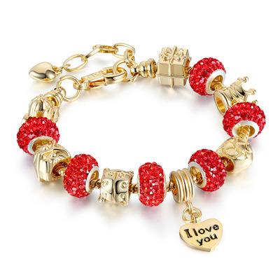 China Fashion Trendy Women's DIY Lucky Gold Plated Charm Crystal Bracelet Ball Beads Bracelet For Women for sale