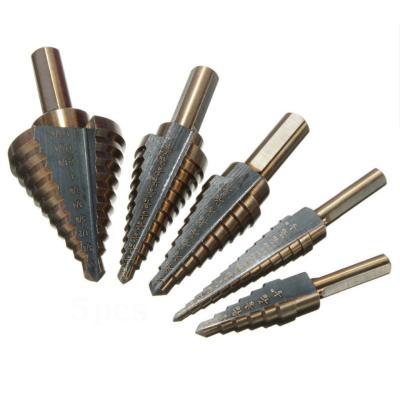 China 5PCS Metal Drill Bit Metal Drill Bit HSS Step Drill Bit Set With Aluminum Box for sale