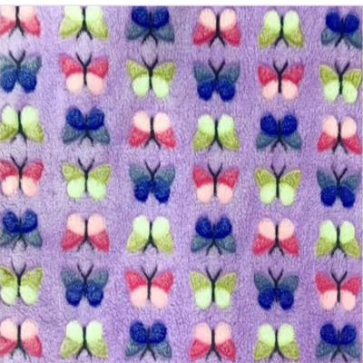 China Soft Hot Selling Butterfly Offset Printing Blanket Flannel Fleece Colorful Fabric for sale