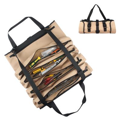 China Electrician Hanging Tote Roll Up Tool Bag Eco-Friendly Multi-Function Heavy Duty Roll Pocket Wrench Zipper Carrier for sale