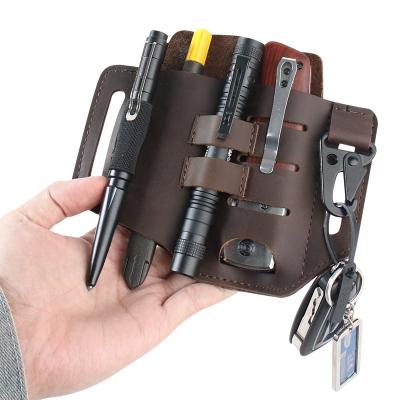 China Multifunctional Hot Outdoor Leather Tool Bag for Flashlight Sheath Pen Pouch EDC Pocket Organizer for sale