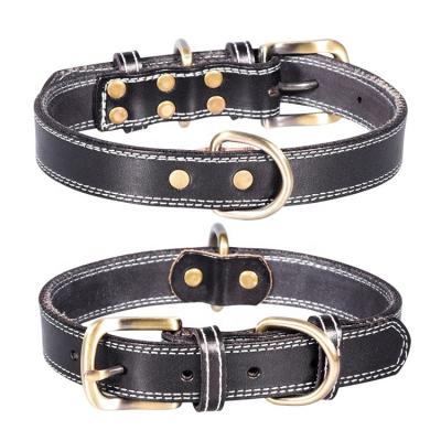 China Natural Genuine First Layer Dog Cat Collar Padded Leather Collar for sale