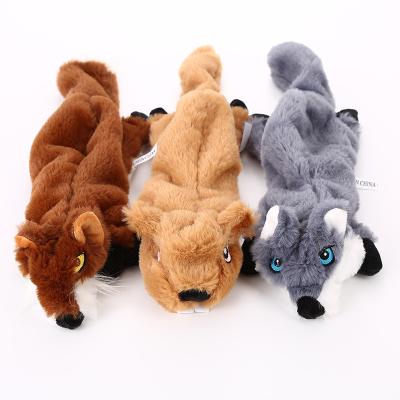 China Viable wholesale cheap pet supplies unstuffed animal toys plush toy skin dog chew squirrel and squeaky raccoon dog plush toys for pets for sale