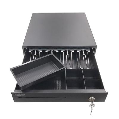 China Black Electronic Cash Register Mini POS Metal Cash Drawer 335 NA for sale