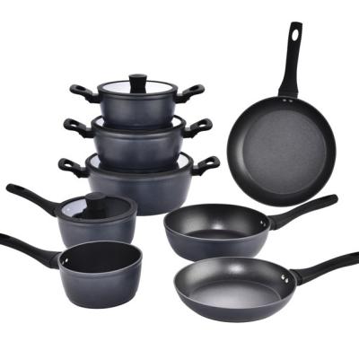 China Kitchen Pot Cooker Sustainable Casserole Set Nonstick Forged Aluminum Marble Cookware Set for sale