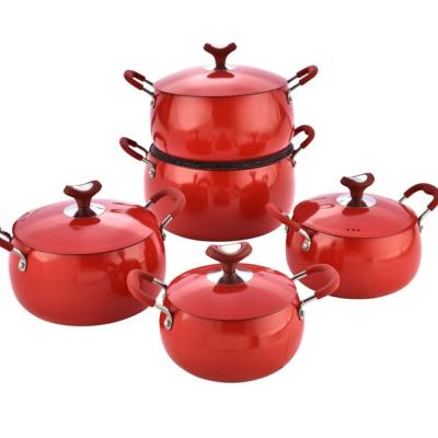 China Viable Factory Customized Belly Shape Nonstick Pot Set Aluminum Pot Set for sale