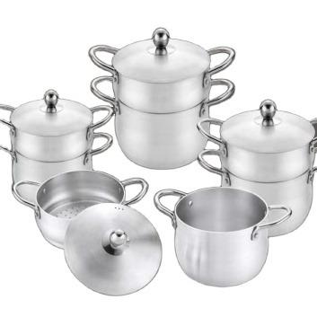 China Steam Viable Pot Food Couscous Sanding Pot Set Cooking Pot With Aluminum Lid for sale