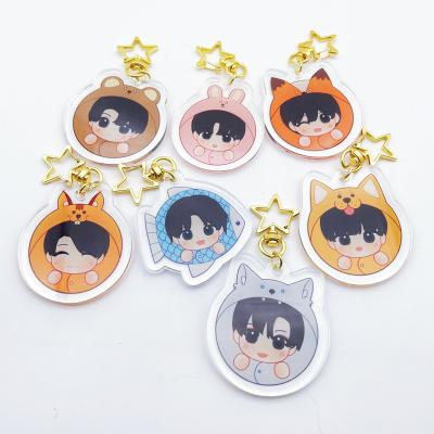 China Souvenir Gifts Promotion Make BTS Holographic Custom Acrylic Print Plastic Glitter Clear Blanks Custom Acrylic Key Chain Manufacturer for sale