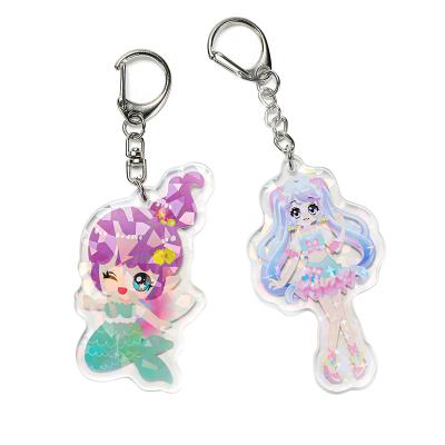 China Souvenir Gifts Promotion NO MOQ Clear Epoxy Acrylic Charm Custom Hologram Transparent Glitter Acrylic Key Chain for sale