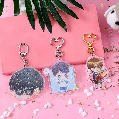 China Custom Clear Acrylic Epoxy Plastic Rainbow Cartoon Souvenir Gifts Keychains Keychain Holographic Charm Anime Epoxy Plastic for sale