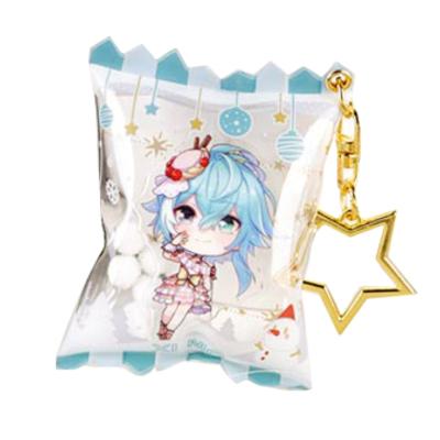 China Wholesale Cute Anime Acrylic Custom Charm Bag Charm Candy Sequins Souvenir Gifts Promotion Sparkle Key Chain for sale