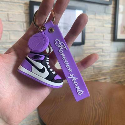 China Souvenirs Promotion Gift Key Chain Customized 2D Silicone Resin Cartoon 3D Figure Key Chain PVC Mini Shoes Sneaker Soft Rubber Charms Keychains for sale