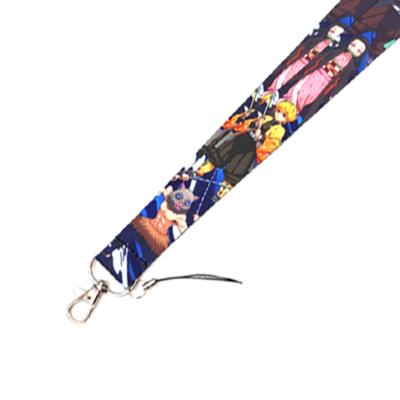 China Free Sample Polyester Eco-friendly Sublimation With Logo Key Chain Phone Lanyard Cord Designer Anime Cartoon Custom Lanyard for sale