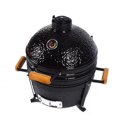 China Black Ceramic Kamado Charcoal Grill 16 Inch Premium Mini Tabletop for sale