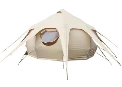 China Waterproof 3000MM Coated 285G Beige Color Cotton Outdoor Lotus Camping Tents 5*5*3M for sale