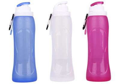 China Garrafa dobrável azul dos esportes do silicone das garrafas de água 500ML do exercício à venda