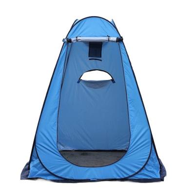 China 150*150*190CM Waterproof Blue 210T Silver Coated Polyester UV Protected Pop Up Privacy Tent With Ventilated Side Windows for sale