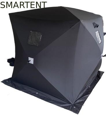 China 147X147X165CM Zwart Outdoor Work Tent Glasvezel Waterdicht Gecoat Polyester 150D Een Man Flip Over IJsschutter Te koop