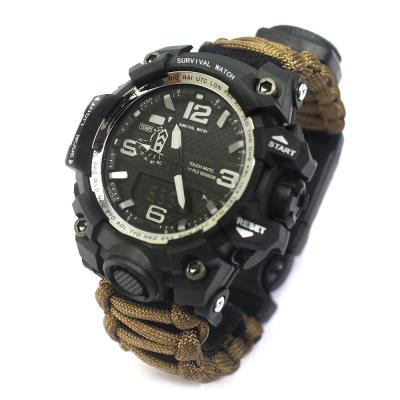 China De openlucht Bruine van het de Armbandhorloge van de Noodsituatieoverleving Manchet van Paracord Nylon Te koop