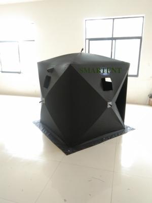 China Black Fiberglass 150D Cotton Padding One Man Flip Over Ice Shelter 147X147X165CM for sale