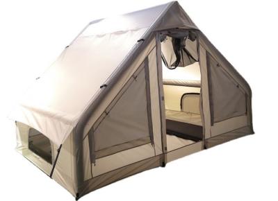 China Outdoor 300X200X200CM Canvas Inflatable Camping Tent House Double Layer Beige Cotton for sale